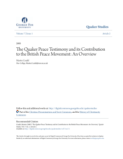 The Quaker Peace Testimony and its Contribution to the British