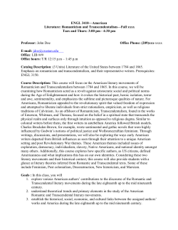 ENGL 3410&mdash;American Literature: Romanticism and