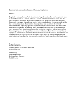European Anti-Americanism: Sources, Effects, and Implications