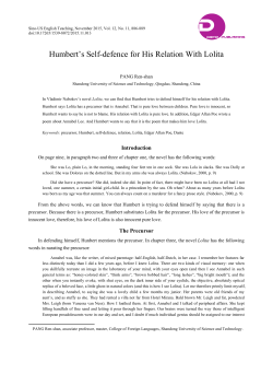Humbert`s Self-defence for His Relation With Lolita