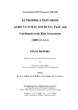 EUTROPHICATION FROM AGRICULTURAL SOURCES: Field
