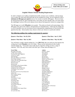 Outside Reading List for English I Honors