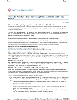 Frequently Asked Questions Concerning the Annual Health and