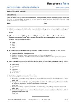 SAFETY IN DESIGN &ndash; A SOLUTION OVERVIEW