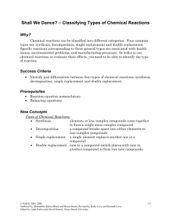 Shall We Dance? – Classifying Types of Chemical Reactions