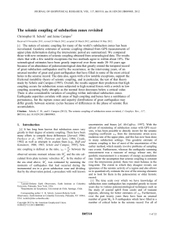The seismic coupling of subduction zones revisited