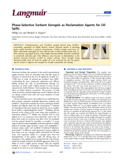 Phase-Selective Sorbent Xerogels as Reclamation Agents for Oil