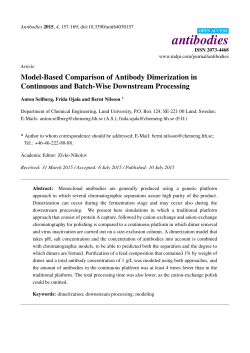 Model-Based Comparison of Antibody Dimerization in Continuous