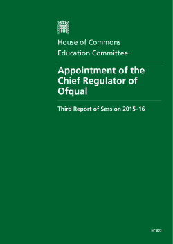 Appointment of the Chief Regulator of Ofqual