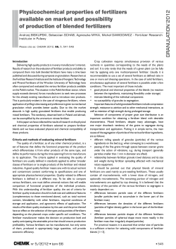 Physicochemical properties of fertilizers available on market and