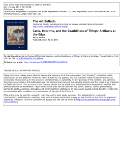 The Art Bulletin Casts, Imprints, and the