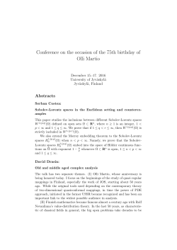 Conference on the occasion of the 75th birthday of Olli Martio