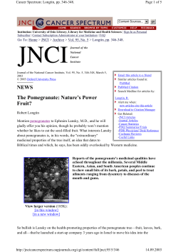 The Pomegranate: Nature`s Power Fruit? NEWS