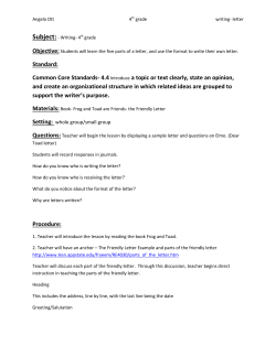 Standard: Common Core Standards- 4.4Introduce a topic or text