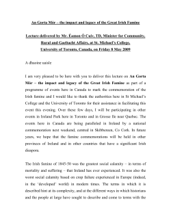 An Gorta M&oacute;r &ndash; the impact and legacy of the Great Irish Famine