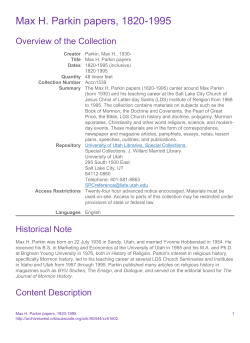 Max H. Parkin papers, 1820-1995