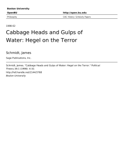 Cabbage Heads and Gulps of Water: Hegel on the Terror