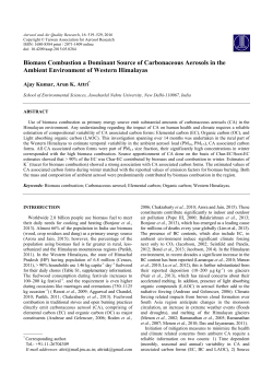 Biomass Combustion a Dominant Source of Carbonaceous