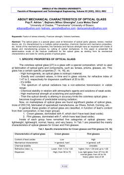 ABOUT MECHANICAL CHARACTERISTICS OF OPTICAL GLASS