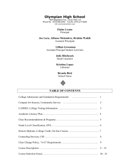 FRESHMAN RECOMMENDATIONS