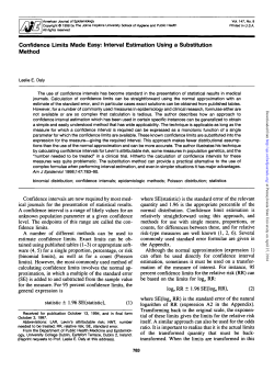 Confidence Limits Made Easy: Interval Estimation Using