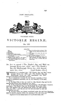 36 Victoriae 1872 No 52 Hawke`s Bay and Marlborough