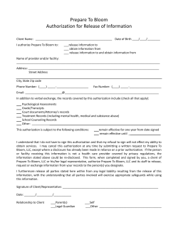Authorization For Release of Information Form
