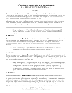 AP&reg; ENGLISH LANGUAGE AND COMPOSITION 2010