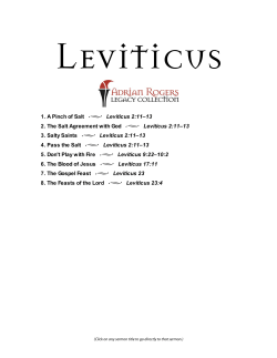 1. A Pinch of Salt u Leviticus 2:11–13 2. The Salt Agreement with