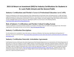 2015-16 Return on Investment (ROI) for Industry Certifications for