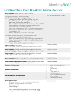 Continental / Cold Breakfast Menu Planner