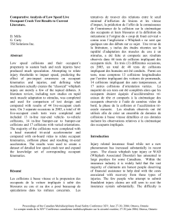 Comparative Analysis of Low Speed Live Occupant Crash Test