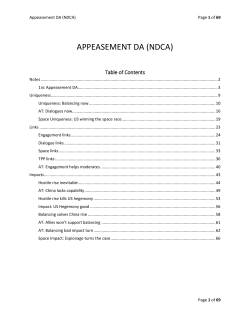Appeasement DA (NDCA) - Atlanta Urban Debate League