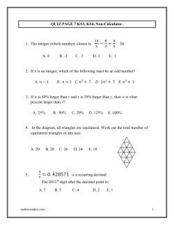 QUIZ PAGE 7 KS3, KS4, Non-Calculator. 1. The integer (whole