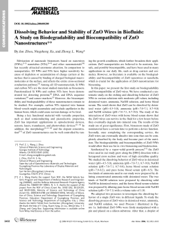 Dissolving Behavior and Stability of ZnO Wires in