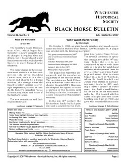 black horse bulletin - Winchester Historical Society