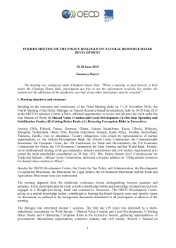 1 FOURTH MEETING OF THE POLICY DIALOGUE ON