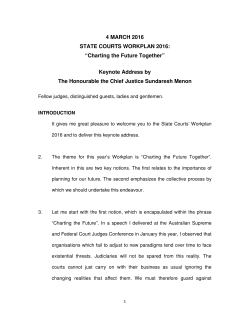 4 MARCH 2016 STATE COURTS WORKPLAN 2016: &ldquo;Charting the