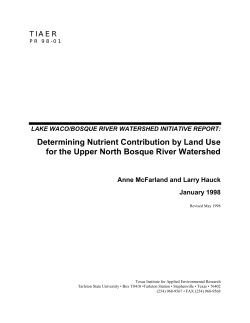 Lake Waco/Bosque River Watershed Initiative Report