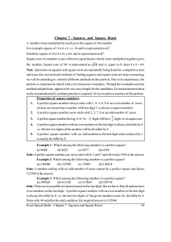 Chapter 7 - Squares and Square Roots