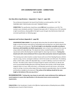 Guidelines and Specifications for Reading Recovery Training Facility