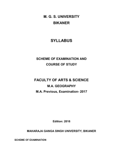 Geography (M. A. Previous 2017) - Maharaja Ganga Singh University