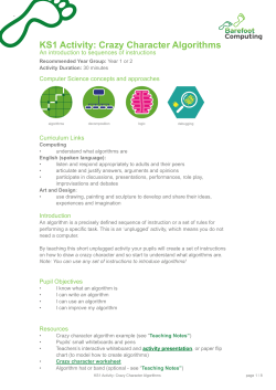 KS1 Activity: Crazy Character Algorithms