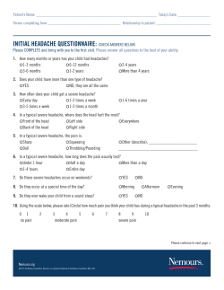 InItIal HeadacHe QuestIonnaIre: (CHECK ANSWERS BELOW)