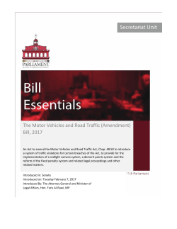 Bill Essentials - The Motor Vehicles and Road Traffic (Amendment