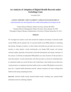 An Analysis of Adoption of Digital Health Records under Switching