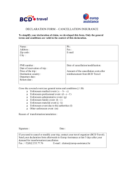 declaration form &ndash; cancellation insurance