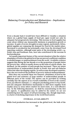 Balancing Overproduction and Malnutrition