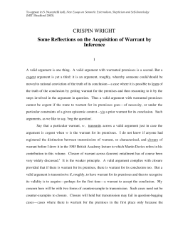Some Reflections on the Acquisition of Warrant by Inference