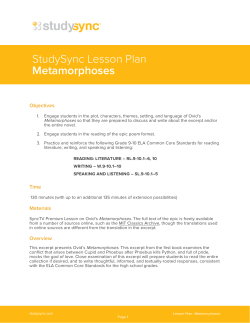 StudySync Lesson Plan Metamorphoses